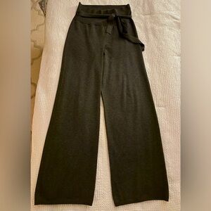 Babaton Charcoal TY knit tie-waist, wide-leg pants